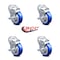 Service Caster 4 Inch Blue Polyurethane Wheel Swivel Bolt Hole Caster Set with Brake SCC SCC-BH20S414-PPUB-BLUE-TLB-4 - alternate 6
